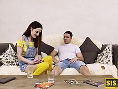 Fragile redhead teen easily takes stepbro's cock in vagina