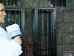 feeling overwhelmed as kumalott dominates the reporter in a hot threesome with brunette facial fantasy