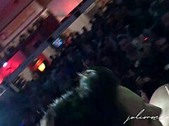 Trio of latina lesbians licking asses in public