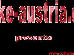 mistress chokes her bound slave in hardcore femdom domination