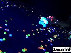Samantha saint intensely masturbates in super hot black light solo