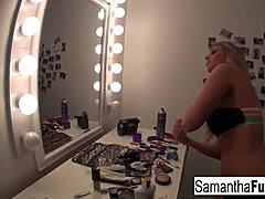 Samantha saint intensely masturbates in super hot black light solo