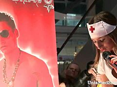 Hot nurse strips and sucks huge cock in hospital