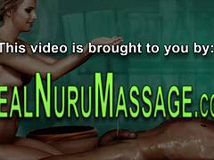The asian masseuse bathes the teen in nuru gel before hardcore fucking