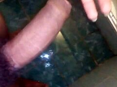 Long thick black toy for intense masturbation session