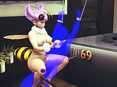 Bee hentai unfolds in cafe