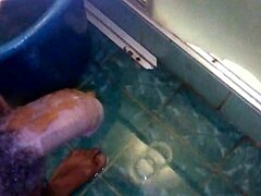 Long thick black toy for intense masturbation session