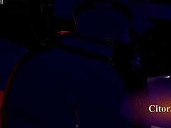 Mistress latex handjob in dungeon.