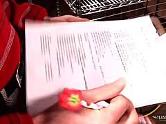 The brunette milf in high heels rides a hard dick, then swallows it all down