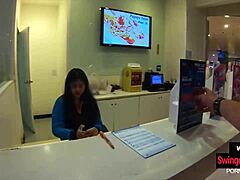 Thai teen girlfriend missed strikes at bowling but nailed it hard at home later