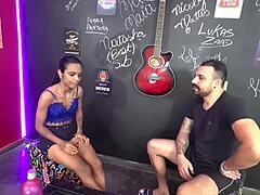 In this casting, the skinny teen 18+ gives a blowjob and gets bent over for doggystyle