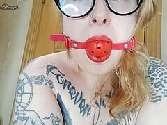 Curvy Spanish amateur with tattoos gags on homemade fetish scene. She produces a lot of saliva.