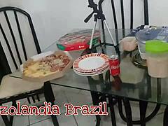 the pizza delivery guy gets served in lingerie by paty bumbum and el toro de oro while bruxo fire records everything outdoors