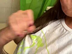 In the bathroom, my stepbrother interrupts brushing to fuck my big ass