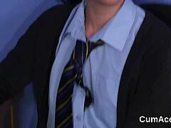 watch this spicy beauty take cumshots on her face and gulp it all down?