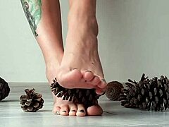 sexy dominatrix nika tramples with bare feet!
