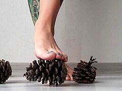 sexy dominatrix nika tramples with bare feet!