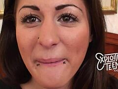 Pierced teen participates in pov interview and casting