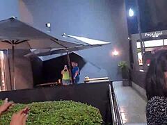 Amateurs eat pussy at fast food