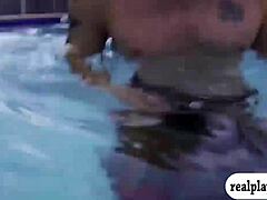 two nasty ladies get banged by pervert men by the pool