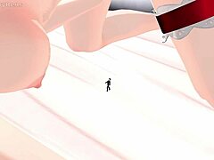 tiny girl encounters huge tall giantess in anime