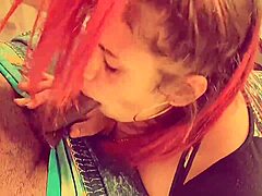 Amateur oral session with deep throat action