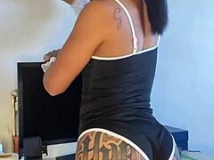 This naughty maid is a sexy bitch with tattoos 😈