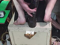 Watch this huge uncut lampwick jerk off with toys?