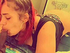 Amateur oral session with deep throat action