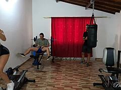 Lucky Guys Pound New Girl At Gym!