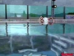 Naruto hentai episode 62: Videl agrees to pool threesome with Madara and friend