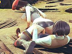 feeling intense emotions as hentai 3d hs02 fucks the female soldier doggystyle, riding his cock for a deep creampie cumshot