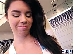 teen 18+ager bent over in doggystyle gets cum dumped cfnm by big monster cock