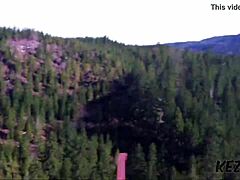 public blowjob outdoors on tall bridge with latina