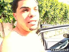 few blonde babes just devour three cocks outside in yards... damn!