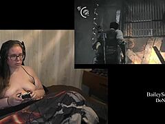 naked brunette with tattoos and piercings plays evil within part 9