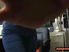 Fake cock sex with amateur brunette babe at pawnshop