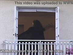 gorgeous brunette model strips in lingerie for her first solo shoot