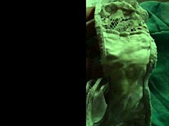 smelling used lace panties and masturbating to pussy and cock