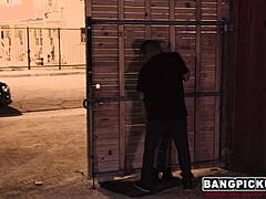 Teen Goldie slammed hard outdoors by old cock in rough street action