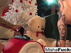 i love christmas with evilyn ink riding the tremor dildo with misha