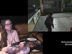 naked brunette with tattoos plays game left behind part 3