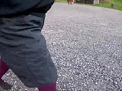 Outdoor public sex with pantyhose and pants