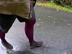 Outdoor public sex with pantyhose and pants