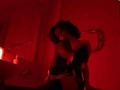 Brunette in stockings dances at lively party event