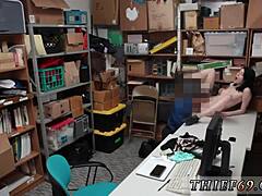 Police officer brings two females to the back apartment for some fun.