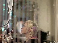 Cute blonde German gives a secretive blowjob and gets a facial