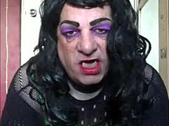 shy sissy crossdresser cums on floor after masturbation