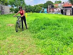 Horny Latina Cyclist Gets Tourist's Help