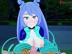 nejire hado gives steamy pov blowjob in boku no hero scene.